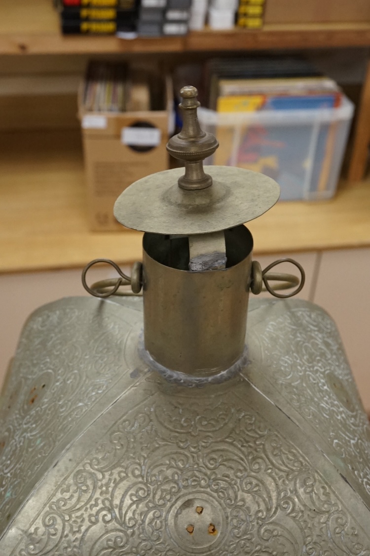 A Moroccan metal hall lantern, 87cm